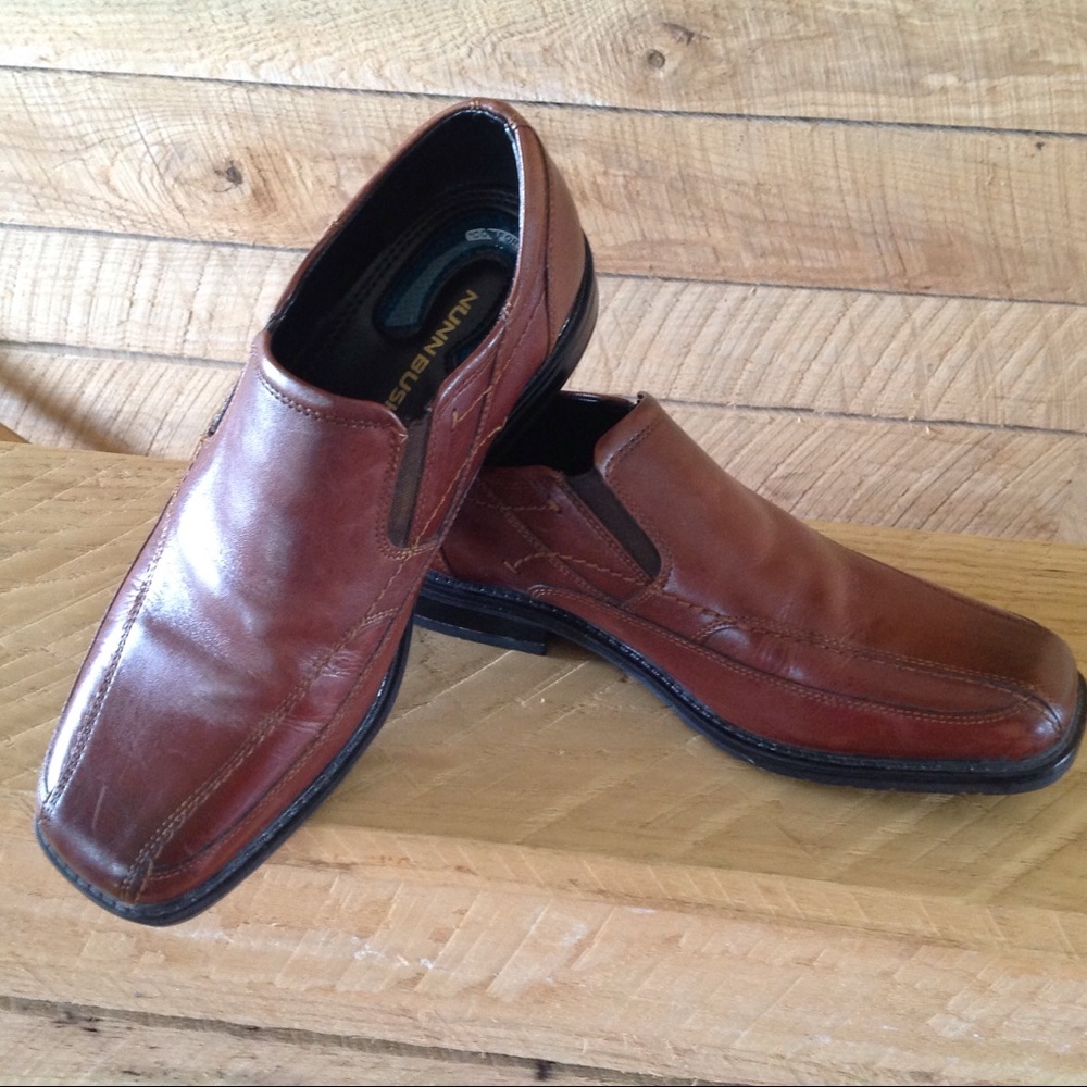 Nunn Bush Men 8.5 Loafer Brown Slip On Square Toe
